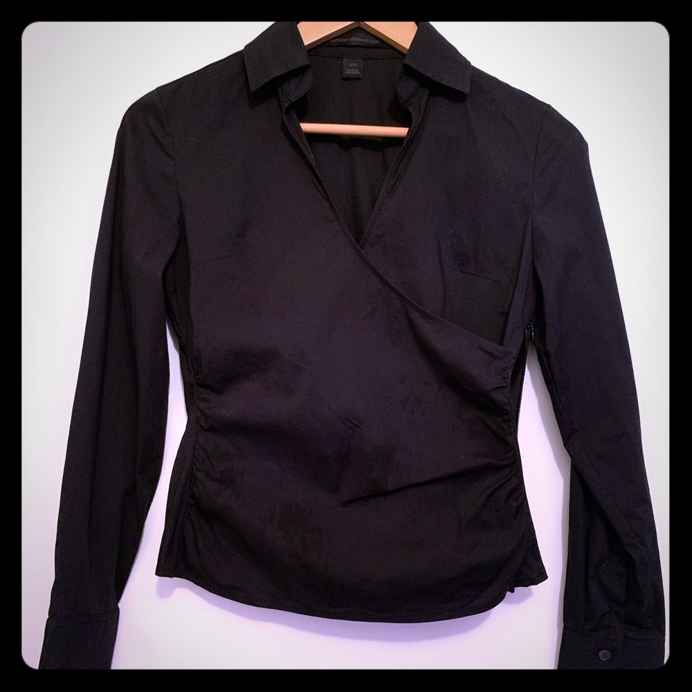 Express Faux Wrap Collard Shirt